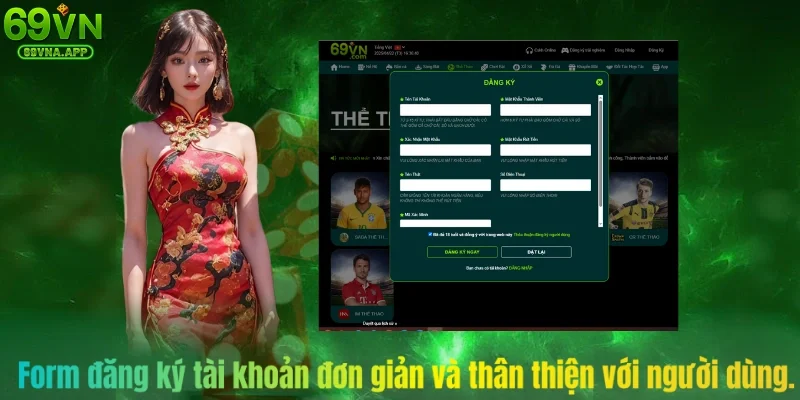 Form đăng ký tài khoản đơn giản và thân thiện với người dùng.