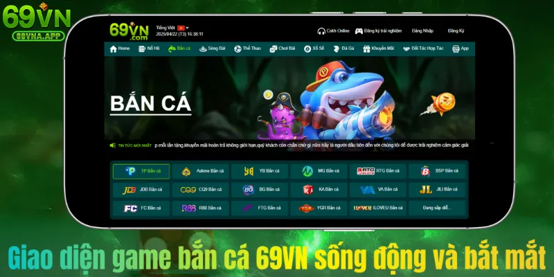  Giao diện game bắn cá 69VN sống động và bắt mắt,